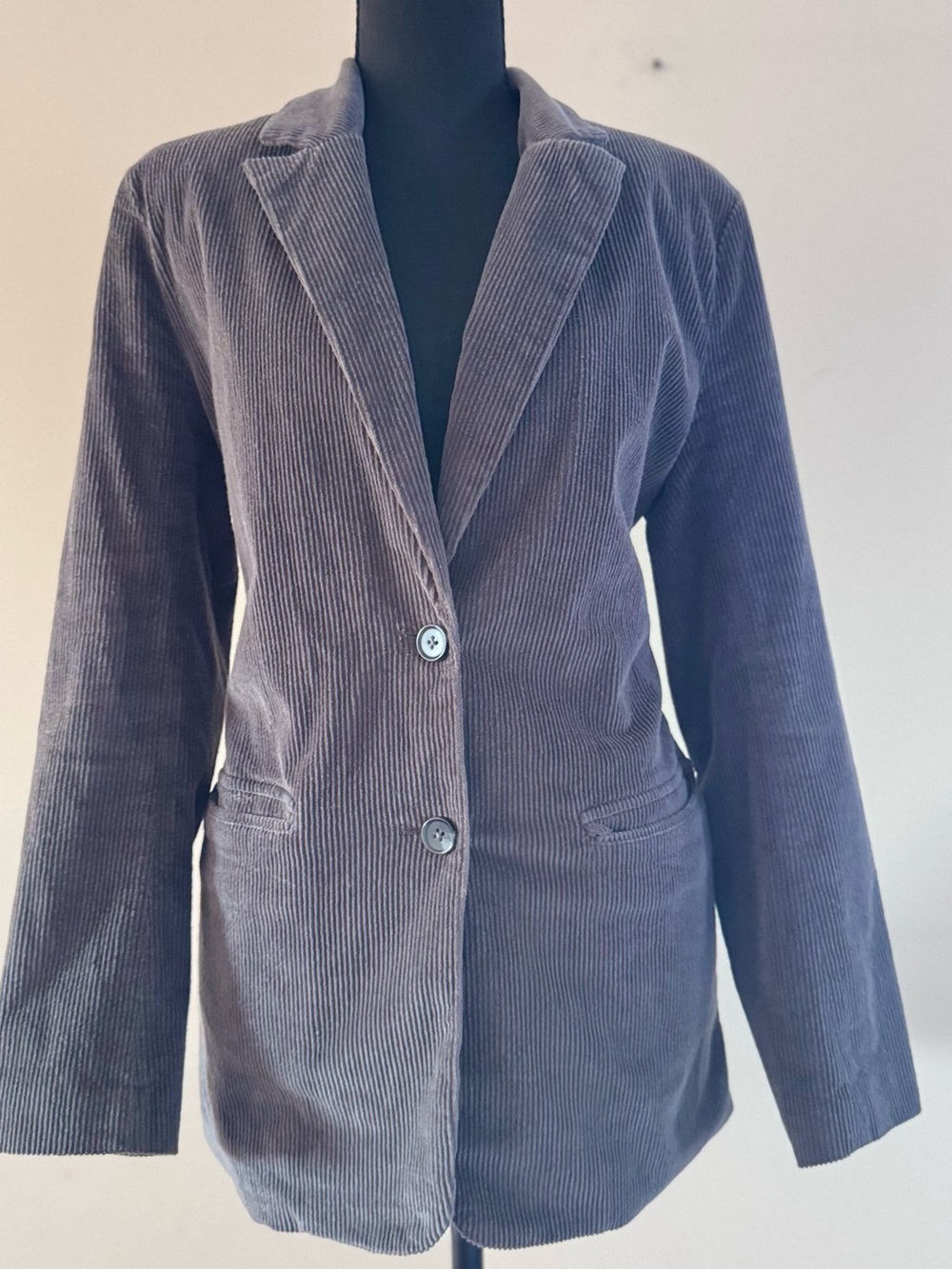 Treasure & Bond Charcoal Corduroy 2 Button Lined Stretch Blazer